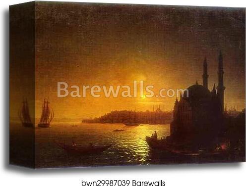 View of Constantinople by Moonlight by Ivan Aivazovsky, Canvas Print
