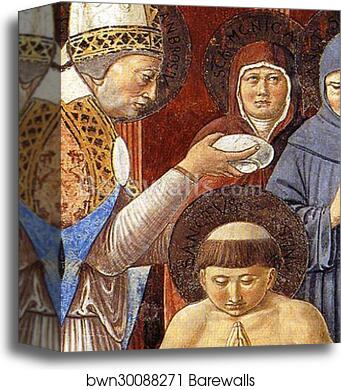 Baptism of St. Augustine. Detail by Benozzo Gozzoli, Canvas Print
