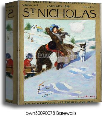Girl in Snow With Dog by Norman Rockwell, Canvas Print