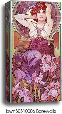 Amethyst by Alphonse Mucha, Canvas Print