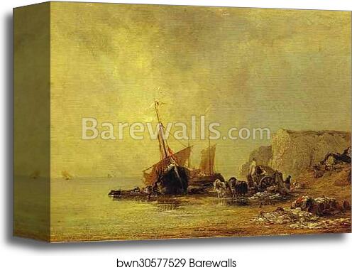 Boats by the Shores of Normandy by Richard Parkes Bonington, Canvas Print Boats by the Shores of Normandy by Richard Parkes Bonington, Canvas Print