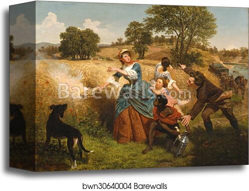 Mrs. Schuyler Burning Her Wheat Fields on the Approach of the British by Emanuel Leutze, Canvas Print