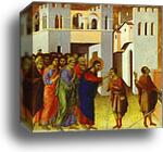 Maestà (back, predella) The Healing of the Blind Man by Duccio Di Buoninsegna, Canvas Print