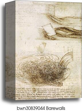Studies of Water passing Obstacles and falling (c. 1508 - 1509) by Leonardo Da Vinci, Canvas Print