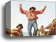 The Jolly Flatboatmen. Detail by George Caleb Bingham, Canvas Print