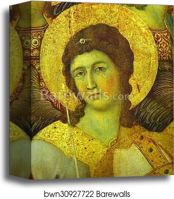 Maestà (front, central panel, detail) An Angel by Duccio Di Buoninsegna, Canvas Print