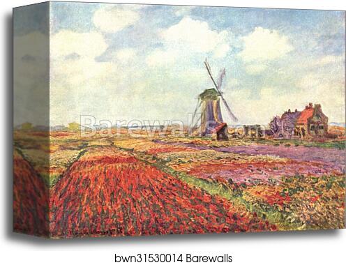 Tulip fields in Holland by Claude Monet, Canvas Print