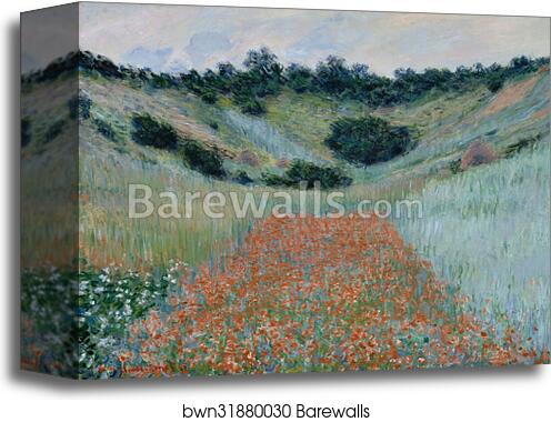 Poppy Field in a Hollow near Giverny by Claude Monet, Canvas Print