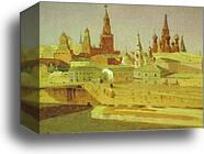 View of the Moskvoretsky Bridge, the Kremlin and the Pokrovsky Cathedral by Arkhip Kuinji, Canvas Print