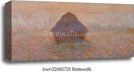 Grainstack, Sun in the Mist by Claude Monet, Canvas Print