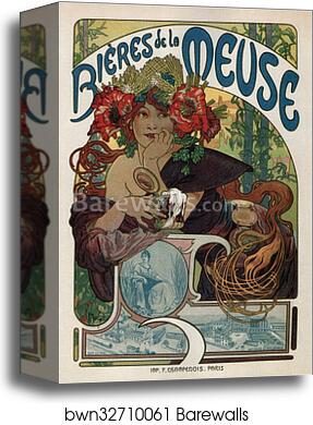 Bieres De La Meuse by Alphonse Mucha, Canvas Print
