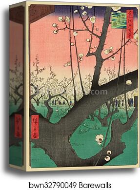 Plum Garden, Kameido by Utagawa Hiroshige, Canvas Print