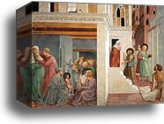 Birth of St. Francis, Prophecy of the Birth by a Pilgrim, Homage of the Simple Man by Benozzo Gozzoli, Canvas Print