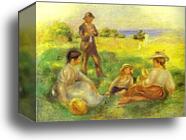 Landscape in Berneval with People (Paysage à Berneval avec personnages) by Pierre-Auguste Renoir, Canvas Print