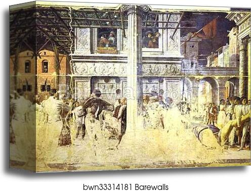 Martyrdom of St. Christopher and the Transport of his Body. (Lives of St. James and St. Christopher) by Andrea Mantegna, Canvas Print