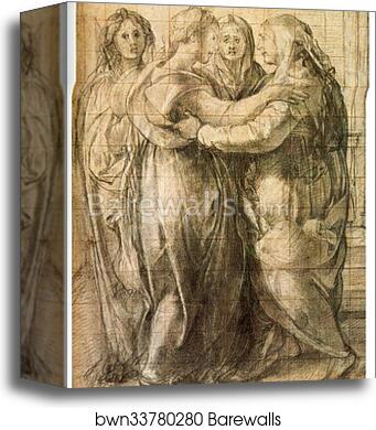 Study for the Visitation by Jacopo Carrucci, Known As Pontormo, Canvas Print