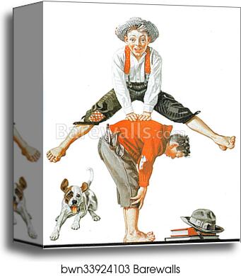Leap by Norman Rockwell, Canvas Print