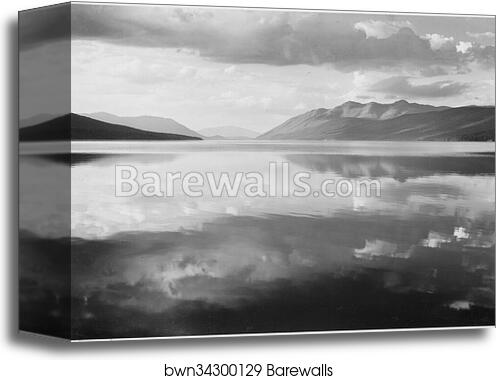 Lake and mountains, "McDonald Lake, Glacier National Park," Montana.  Photographs of National Parks and Monuments, compiled 1941 - 1942, documenting the period ca. 1933 - 1942 by Ansel Adams (1902-1984), Canvas Print