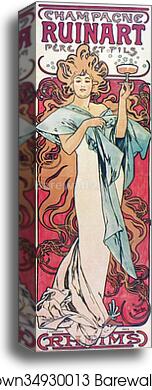 Champagne Ruinart by Alphonse Mucha, Canvas Print