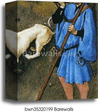 Les tr�s riches heures du Duc de Berry. December. Chateau de Vincennes. Detail by Limbourg Brothers, Canvas Print