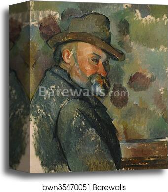 Self-Portrait with a Hat by Paul Cézanne, Canvas Print