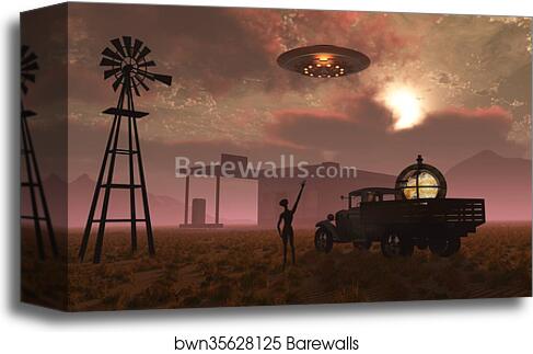 A remote meeting place where aliens can drop off and pick up equipment by Mark Stevenson/Stocktrek Images, Canvas Print A remote meeting place where aliens can drop off and pick up equipment by Mark Stevenson/Stocktrek Images, Canvas Print