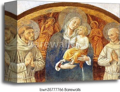 Madonna and Child between St. Francis and St. Bernardine of Siena by Benozzo Gozzoli, Canvas Print