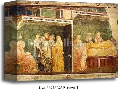 Birth and Naming of John the Baptist by Giotto, Canvas Print