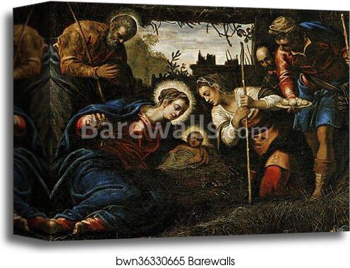 Adoration of the Shepherds. Detail by Jacopo Robusti, Called Tintoretto, Canvas Print