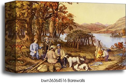 Hunting, Fishing and Forest Scenes by Currier & Ives, Canvas Print