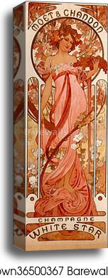 Moet & Chandon by Alphonse Mucha, Canvas Print