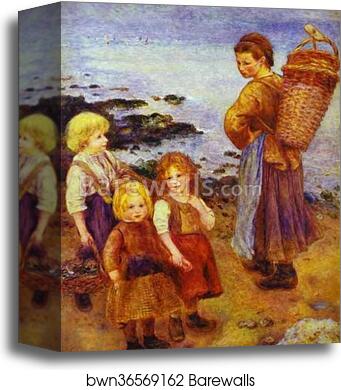 Mussel Collectors at Berneval (Coast of Normandy) by Pierre-Auguste Renoir, Canvas Print
