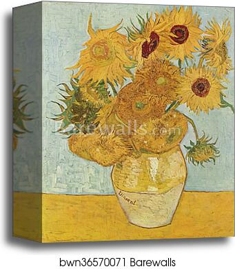Vase with 12 sunflowers by Vincent Van Gogh, Canvas Print