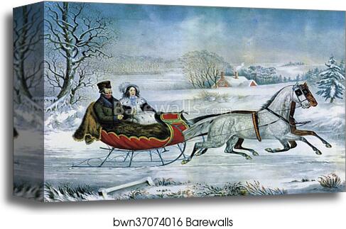 The Road - Winter by Currier & Ives, Canvas Print