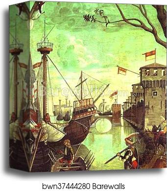 The Legend of St. Ursula: Arrival in Cologne. Detail by Vittore Carpaccio, Canvas Print