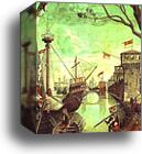 The Legend of St. Ursula: Arrival in Cologne. Detail by Vittore Carpaccio, Canvas Print