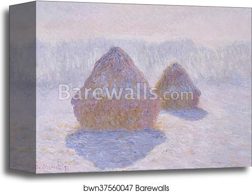 Haystacks (Effect of Snow and Sun) by Claude Monet, Canvas Print