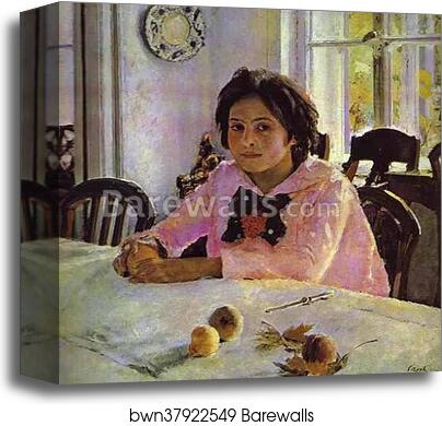 Girl with Peaches. Portrait of Vera Mamontova by Valentin Serov, Canvas Print