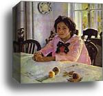 Girl with Peaches. Portrait of Vera Mamontova by Valentin Serov, Canvas Print