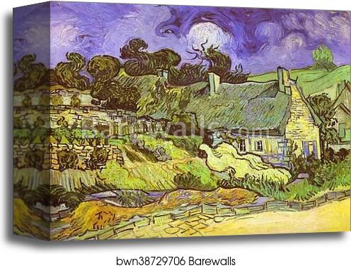 Cottages with Thatched Roofs. Auvers-sur-Oise by Vincent Van Gogh, Canvas Print