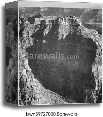 View from "North Rim, 1941, Grand Canyon National Park," Arizona. (vertical orientation).  Photographs of National Parks and Monuments, compiled 1941 - 1942, documenting the period ca. 1933 - 1942 by Ansel Adams (1902-1984), Canvas Print