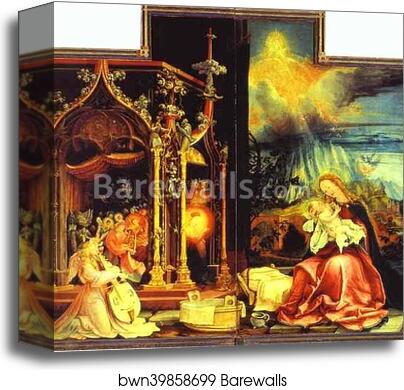 Concert of Angels (left) and Nativity (right) by Matthias Grünewald, Canvas Print