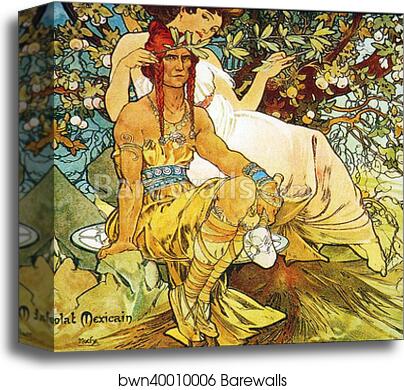 Chocolat Mexicain Age Mur/Manhood by Alphonse Mucha, Canvas Print