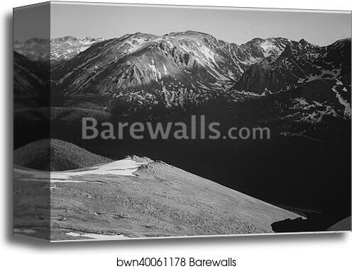 In Rocky Mountain National Park, Colorado, panorama of barren mountains and shadowed valley. Photographs of National Parks and Monuments, compiled 1941 - 1942, documenting the period ca. 1933 - 1942 by Ansel Adams (1902-1984), Canvas Print In Rocky Mountain National Park, Colorado, panorama of barren mountains and shadowed valley. Photographs of National Parks and Monuments, compiled 1941 - 1942, documenting the period ca. 1933 - 1942 by Ansel Adams (1902-1984), Canvas Print
