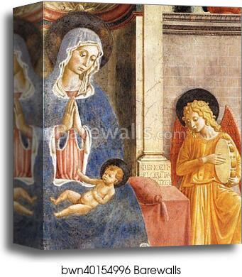 Madonna and Child. Detail by Benozzo Gozzoli, Canvas Print