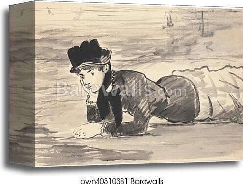 Woman Lying on the Beach. Annabel Lee by Édouard Manet, Canvas Print