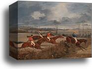 Scenes from a steeplechase: Taking a Hedge by Henry Thomas Alken, Canvas Print