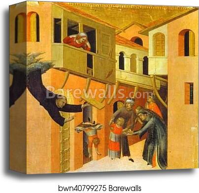 The Miracle of the Child Falling from the Balcony by Simone Martini, Canvas Print