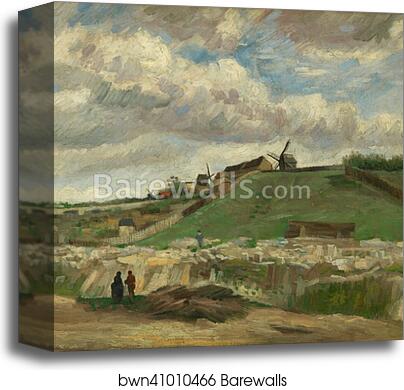 The hill of Montmartre with stone quarry by Vincent Van Gogh, Canvas Print