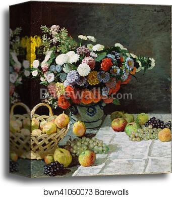 Still Life with Flowers and Fruit by Claude Monet, Canvas Print